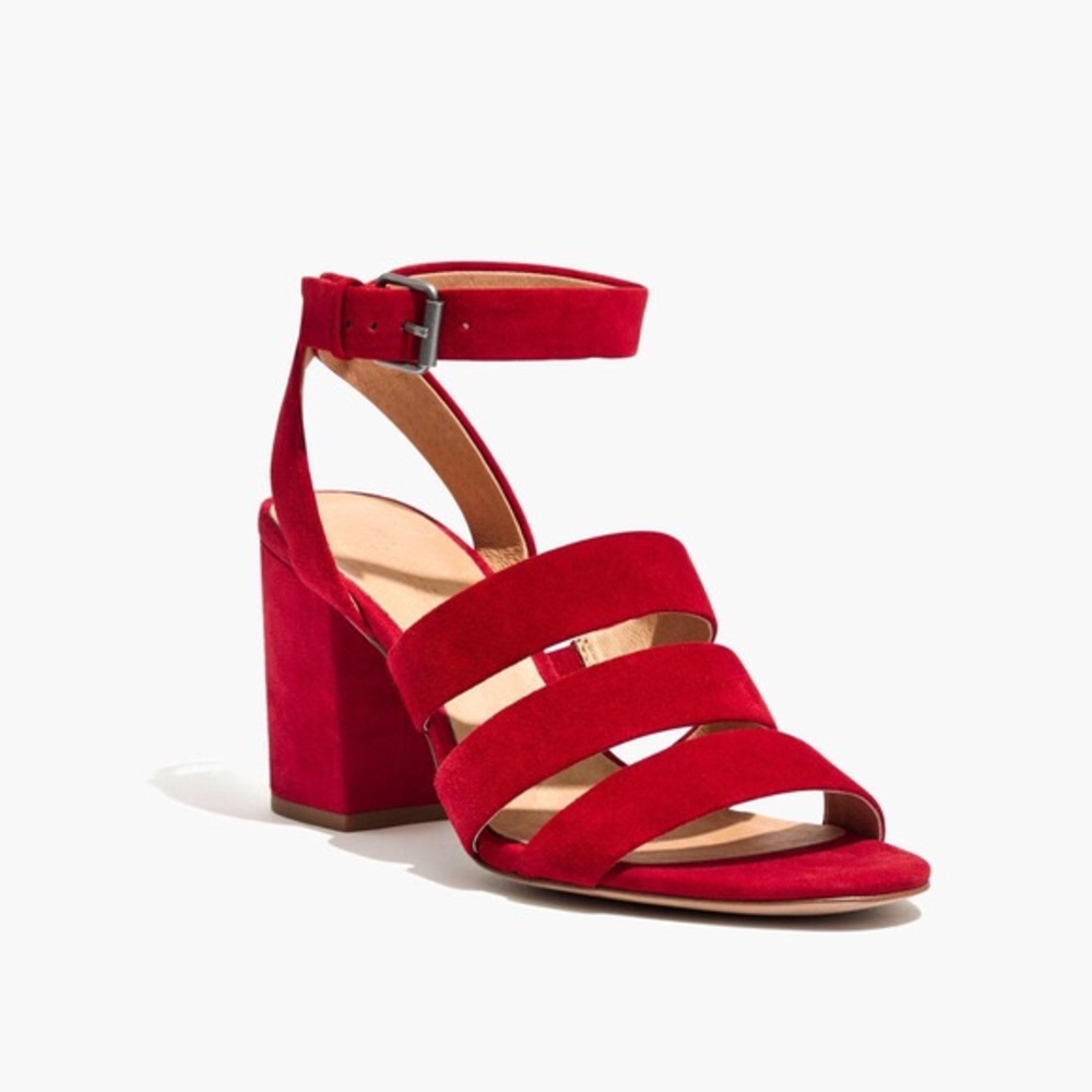 Brand New Madewell Maria sandal Heels In Red Suede